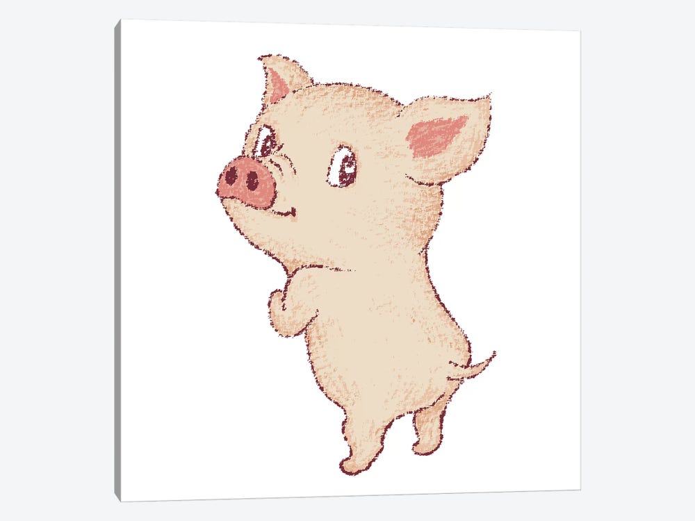 Cute Pig Looks Back by Toru Sanogawa 1-piece Canvas Art