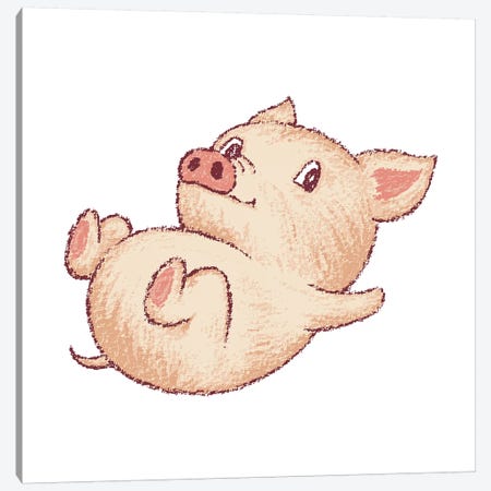 Cute Pig Relax Canvas Print #TSG39} by Toru Sanogawa Canvas Artwork