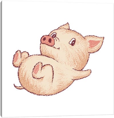 Cute Pig Relax Canvas Art Print - Toru Sanogawa