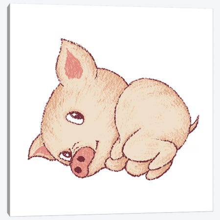 Cute Pig Resting Canvas Print #TSG40} by Toru Sanogawa Canvas Art Print