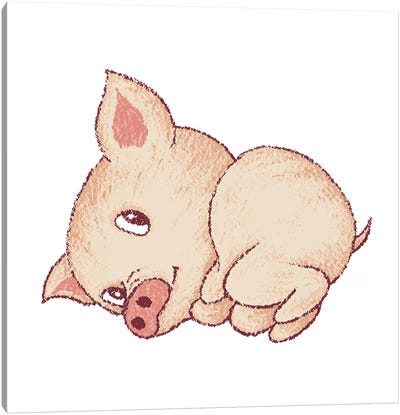 Cute Pig Resting Canvas Art Print - Toru Sanogawa