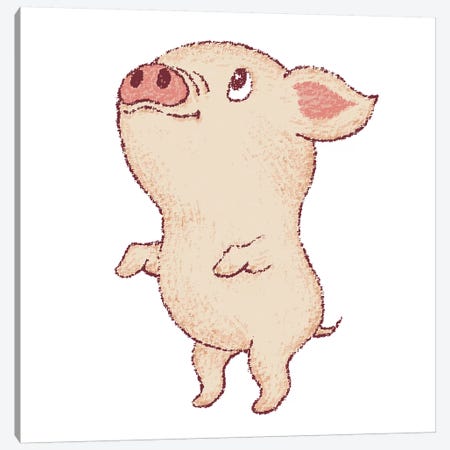 Cute Pig Stands Up Canvas Print #TSG42} by Toru Sanogawa Canvas Art Print