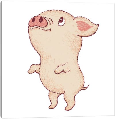 Cute Pig Stands Up Canvas Art Print - Toru Sanogawa