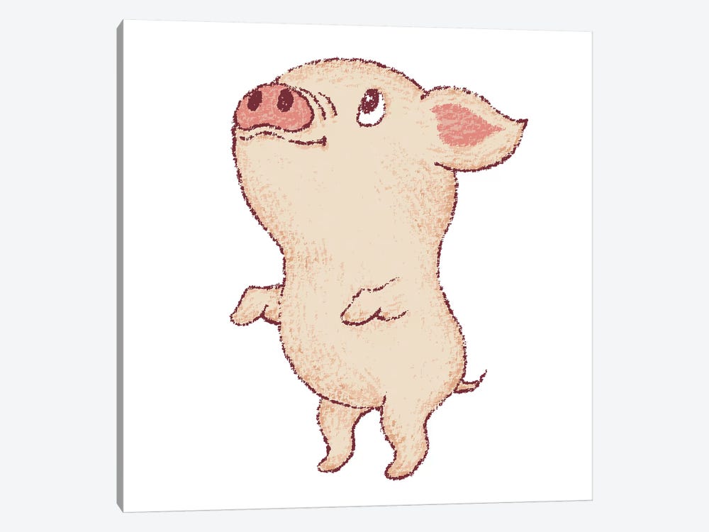 Cute Pig Stands Up by Toru Sanogawa 1-piece Canvas Print