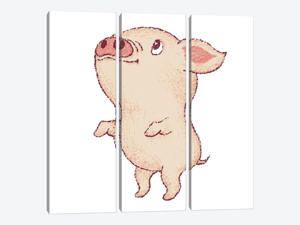 Cute Pig Stands Up by Toru Sanogawa 3-piece Canvas Art Print