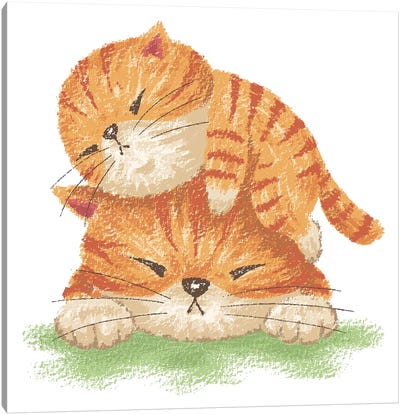 Family Of Tabby Canvas Art Print - Tabby Cat Art