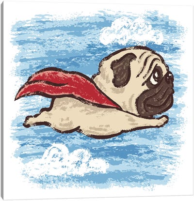 Flying Pug Canvas Art Print - Toru Sanogawa