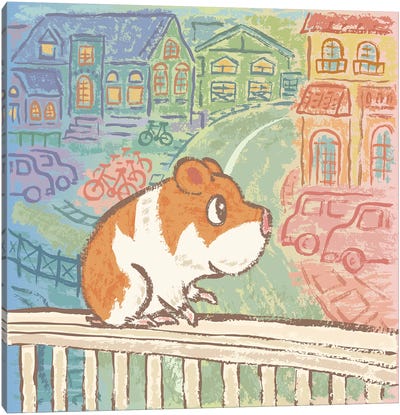 Hamster On Fence Canvas Art Print - Toru Sanogawa
