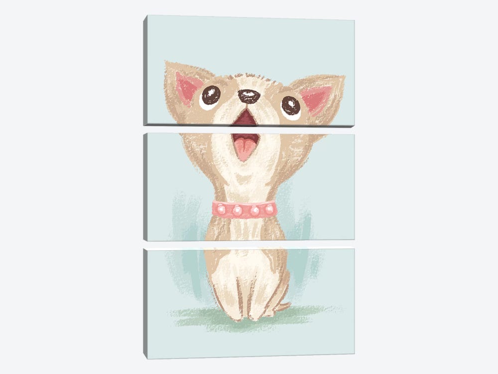 Happy Chihuahua Sitting by Toru Sanogawa 3-piece Canvas Art Print