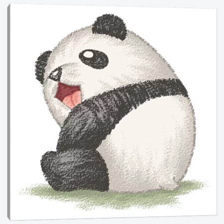 Happy Panda Sitting Canvas Print #TSG57} by Toru Sanogawa Canvas Art Print