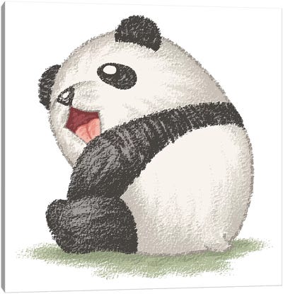 Happy Panda Sitting Canvas Art Print - Toru Sanogawa