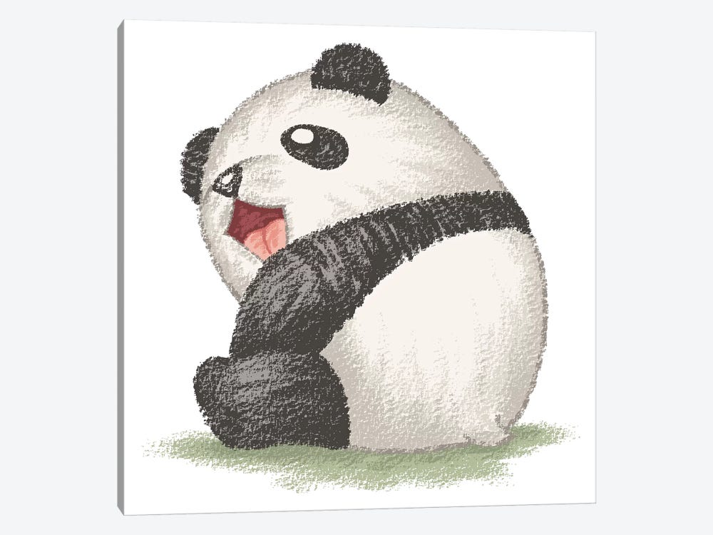 Happy Panda Sitting Canvas Art Print by Toru Sanogawa | iCanvas