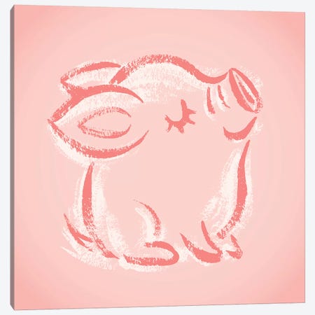 Happy Pig Sketch Canvas Print #TSG58} by Toru Sanogawa Canvas Artwork