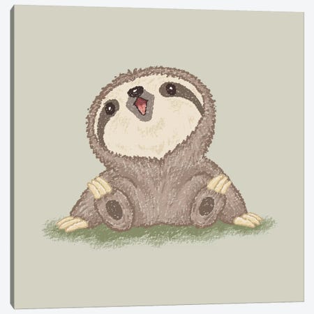 Happy Sloth Canvas Print #TSG62} by Toru Sanogawa Canvas Print