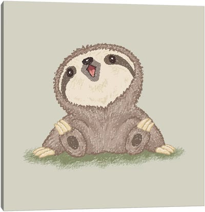 Happy Sloth Canvas Art Print - Toru Sanogawa