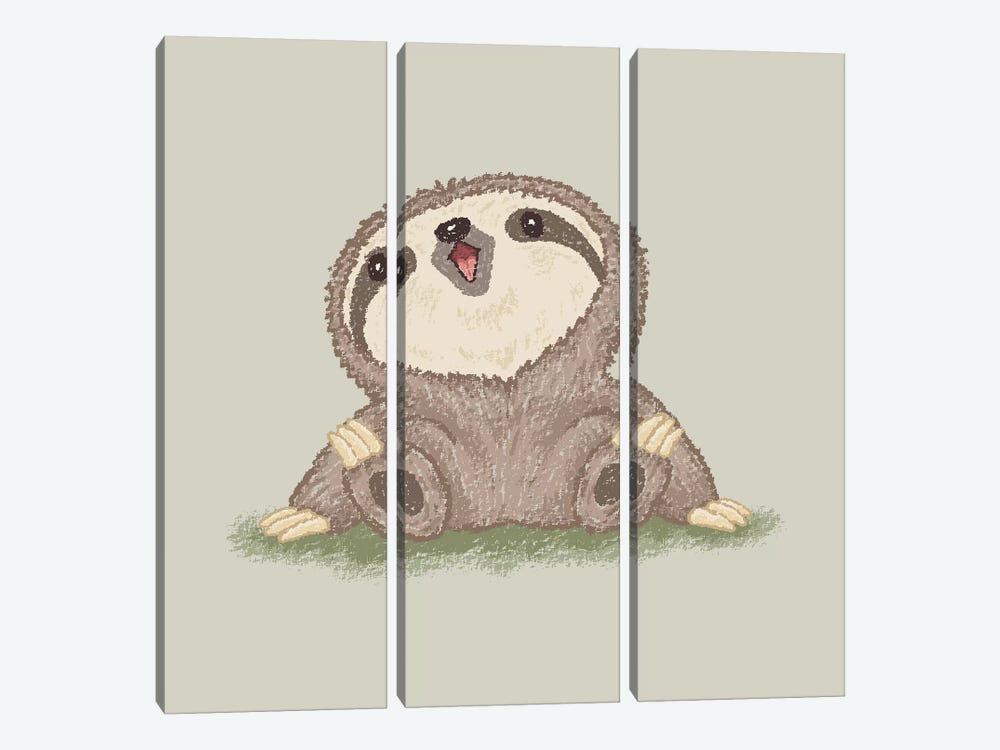 Happy Sloth by Toru Sanogawa 3-piece Canvas Art Print