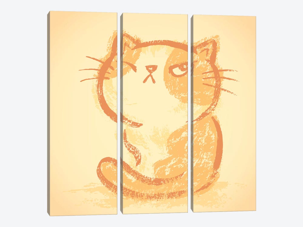 Impudent Cat Bad Mood by Toru Sanogawa 3-piece Canvas Artwork
