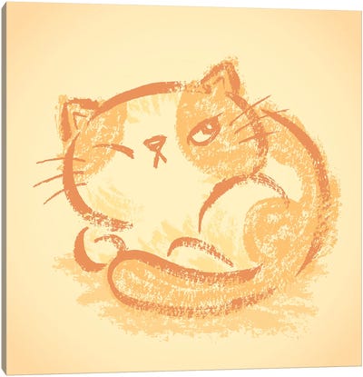 Impudent Cat Becomes Round Canvas Art Print - Toru Sanogawa