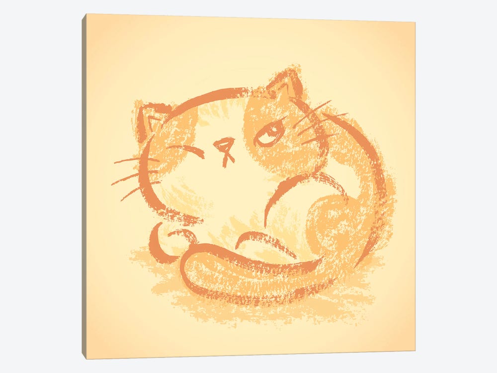 Impudent Cat Becomes Round by Toru Sanogawa 1-piece Canvas Print