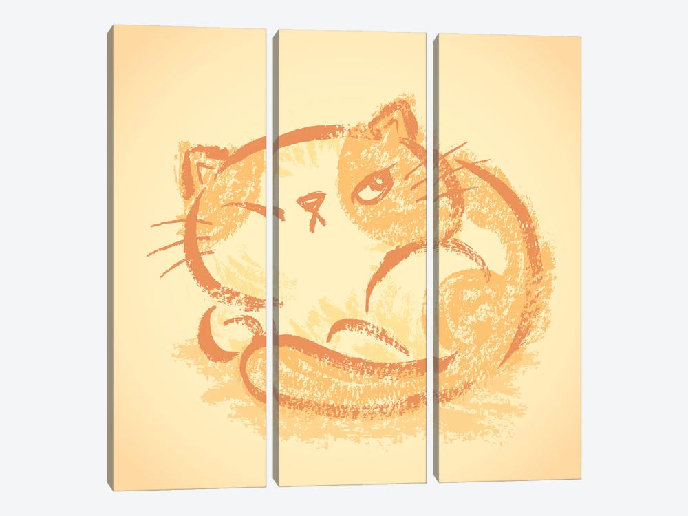 Impudent Cat Becomes Round by Toru Sanogawa 3-piece Canvas Art Print