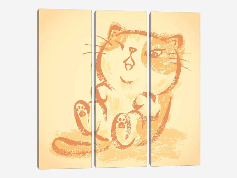 Impudent Cat Frolics by Toru Sanogawa 3-piece Canvas Art