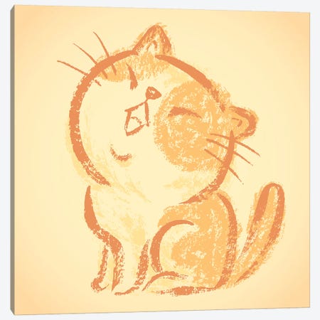 Impudent Cat Happy Canvas Print #TSG70} by Toru Sanogawa Canvas Wall Art