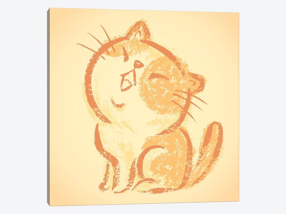 Impudent Cat Happy by Toru Sanogawa 1-piece Canvas Art