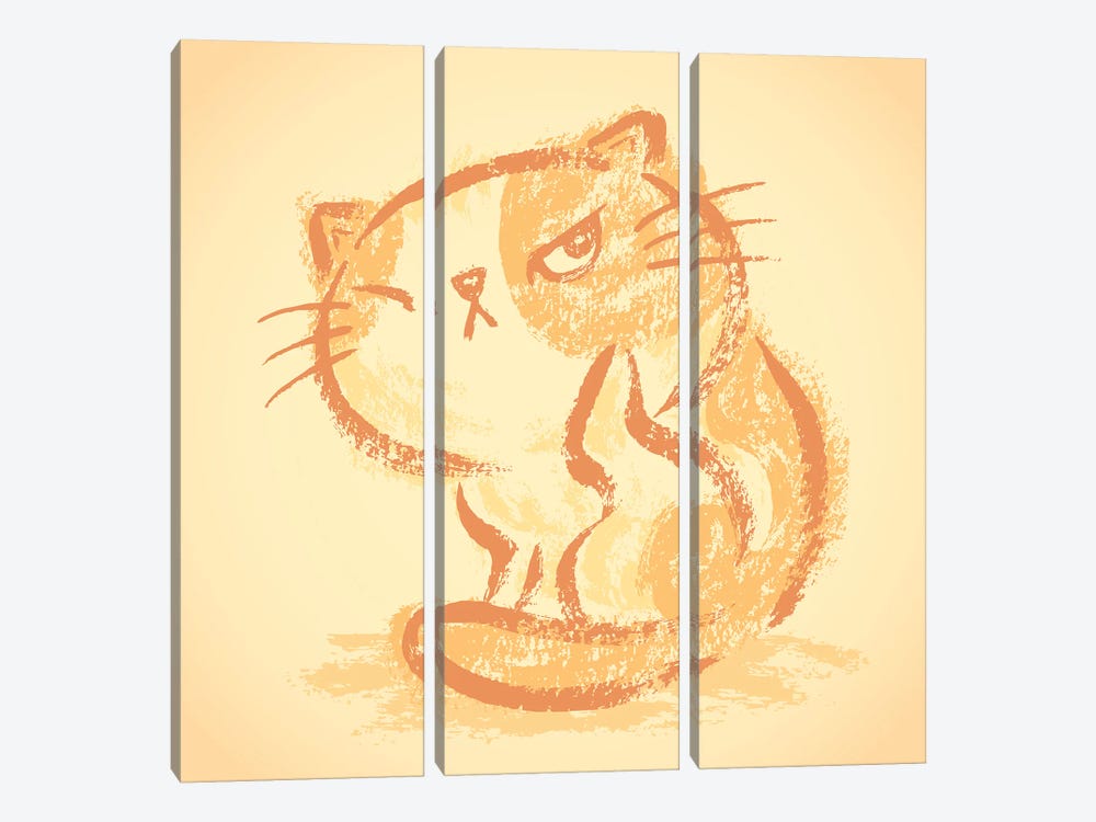 Impudent Cat Itchy by Toru Sanogawa 3-piece Canvas Art Print