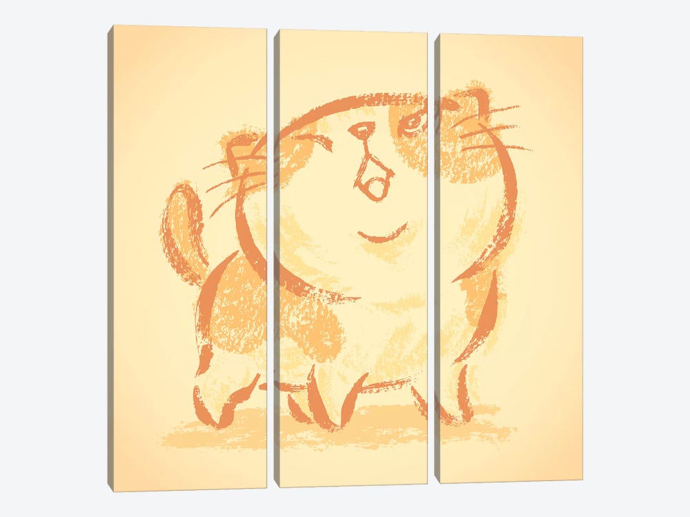 Impudent Cat Looks Up by Toru Sanogawa 3-piece Canvas Art Print
