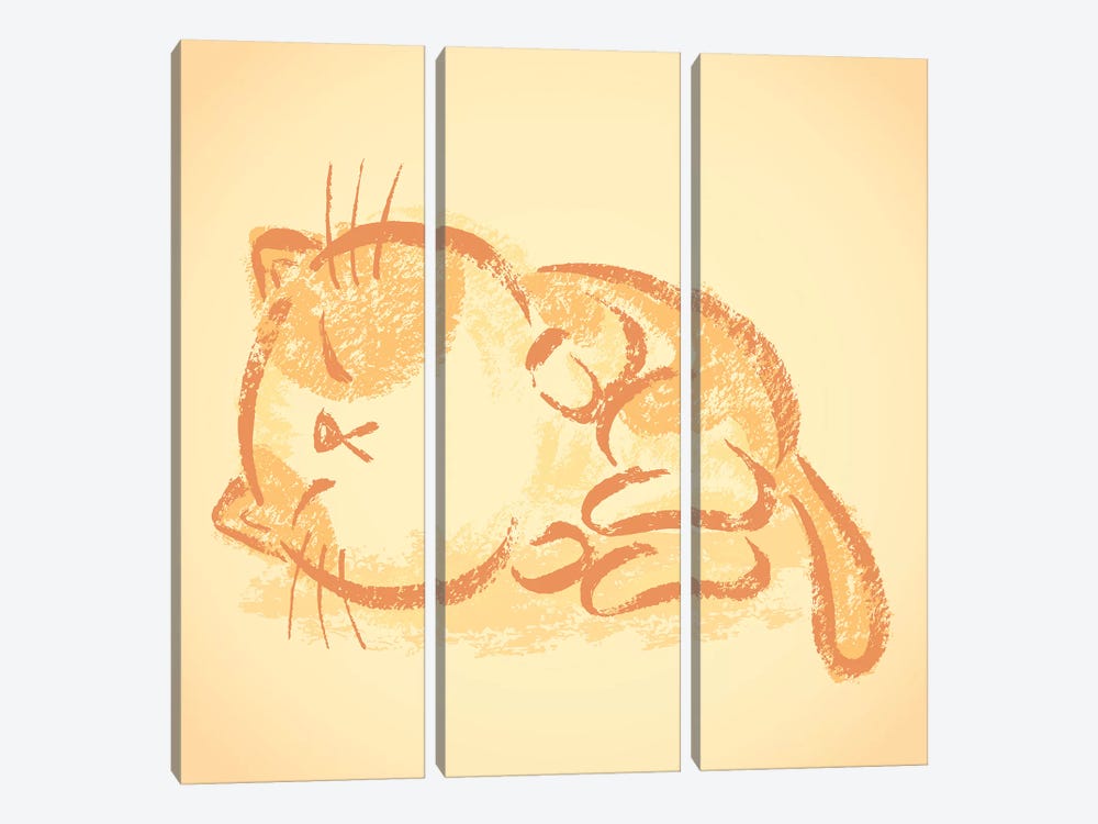Impudent Cat Sleeping by Toru Sanogawa 3-piece Canvas Print