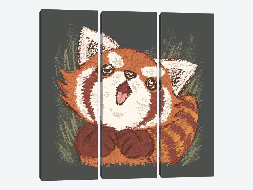 Joy Of Red Panda by Toru Sanogawa 3-piece Canvas Print