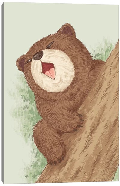Bear On Tree Canvas Art Print - Toru Sanogawa