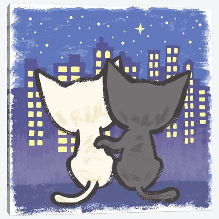 Night View And Cats Canvas Print #TSG81} by Toru Sanogawa Canvas Art Print