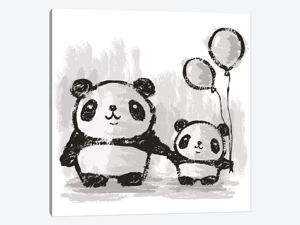 Pandas And Balloons by Toru Sanogawa 1-piece Canvas Artwork