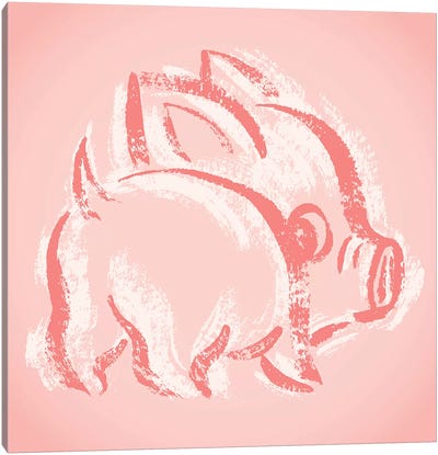 Pig Look Back Canvas Art Print - Toru Sanogawa