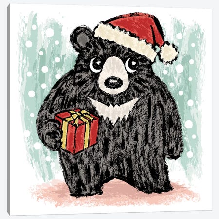 Black Bear At Christmas Canvas Print #TSG8} by Toru Sanogawa Canvas Art Print