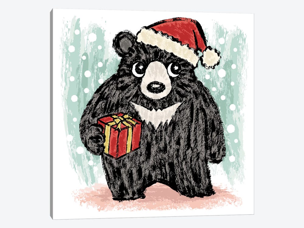 Black Bear At Christmas by Toru Sanogawa 1-piece Canvas Art Print