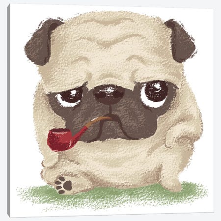 Pug Which Held The Pipe In Its Mouth Canvas Print #TSG95} by Toru Sanogawa Canvas Art Print