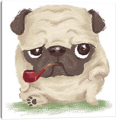 Pug Which Held The Pipe In Its Mouth Canvas Art Print - Toru Sanogawa