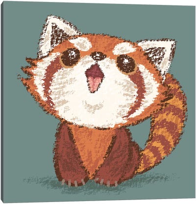 Red Panda Happy Canvas Art Print - Toru Sanogawa