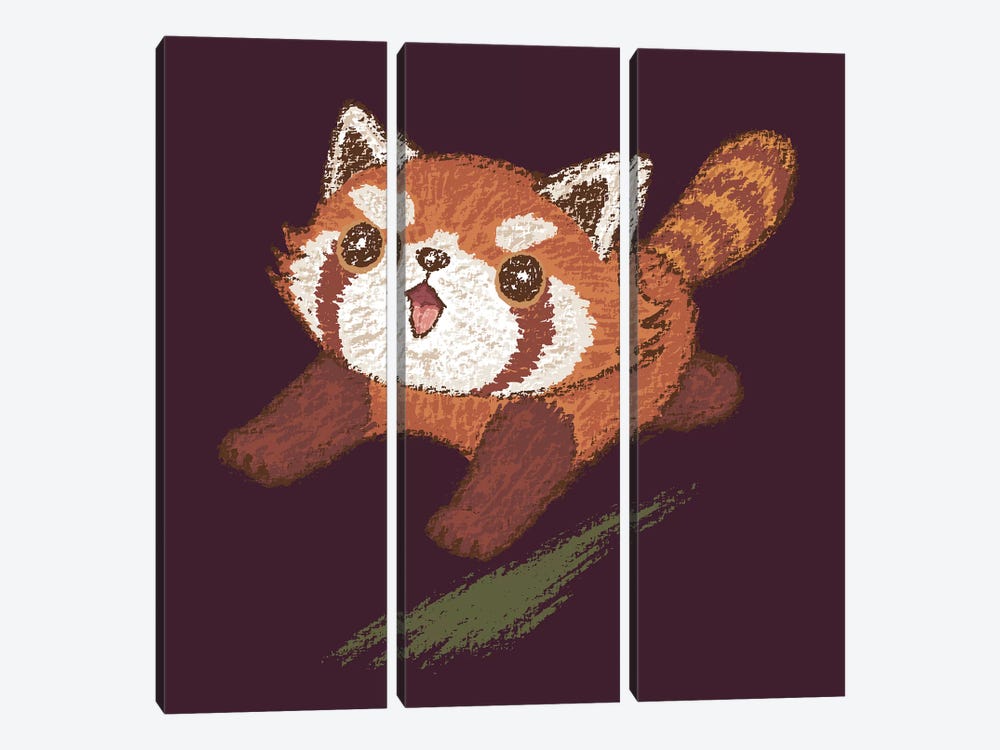 Red Panda Running by Toru Sanogawa 3-piece Canvas Art Print