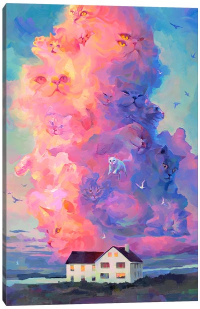 Cat Cloud Canvas Art Print - Eva Gamayun