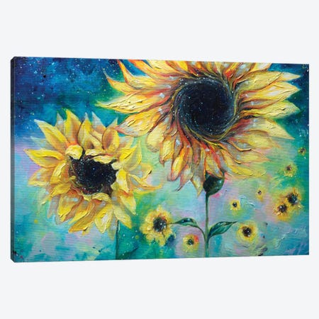 Supermassive Sunflowers Canvas Print #TSH16} by Tanya Shatseva Canvas Art