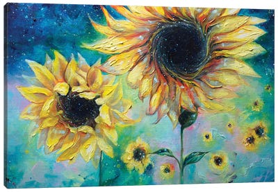 Supermassive Sunflowers Canvas Art Print - Floral Close-Up Art
