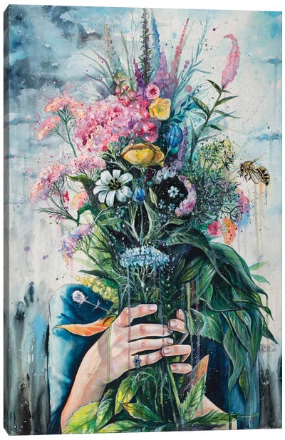 The Last Flowers Canvas Art Print - Floral Portrait Art