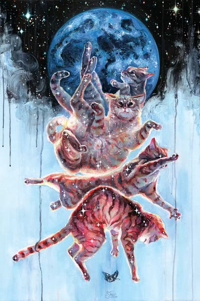 Felinoid Fall by Eva Gamayun multi panel art