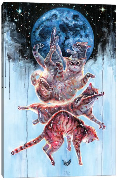 Felinoid Fall Canvas Art Print - Tabby Cat Art