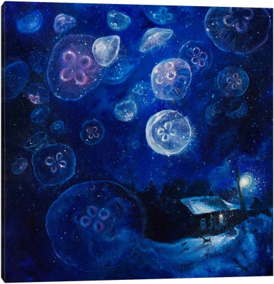 It's Jellyfishing Outside Tonight Canvas Art Print - Pantone Ultra Violet 2018