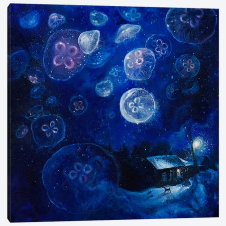 It's Jellyfishing Outside Tonight Canvas Print #TSH9} by Eva Gamayun Canvas Art