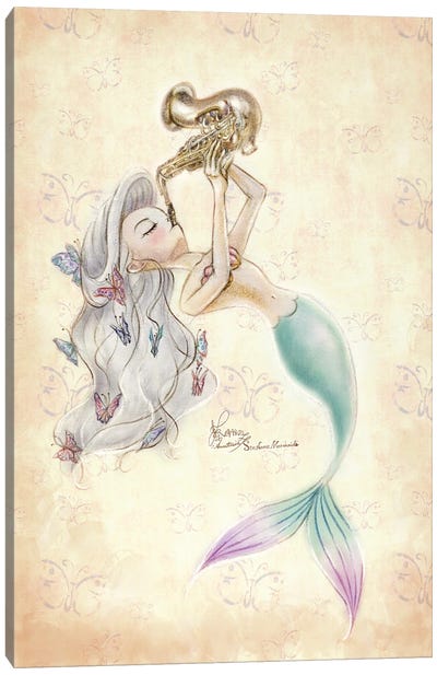 Ste-Anne Mermaid Saxphonist Canvas Art Print - Saxophone Art